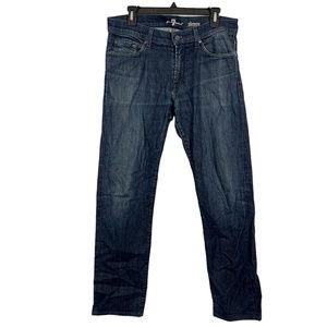 7 For All Mankind Slimmy Dark Wash Distressed Stretch Jeans Zip Fly Jeans 34